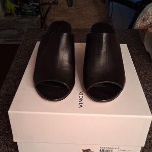 Vince Black Leather Mules